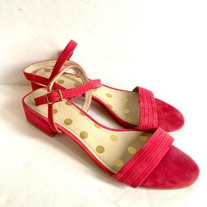 Boden Pink Suede Low Heel Sandal 42 US 10.5 Womens Zoe Buckle Strap 1.5” Barbie